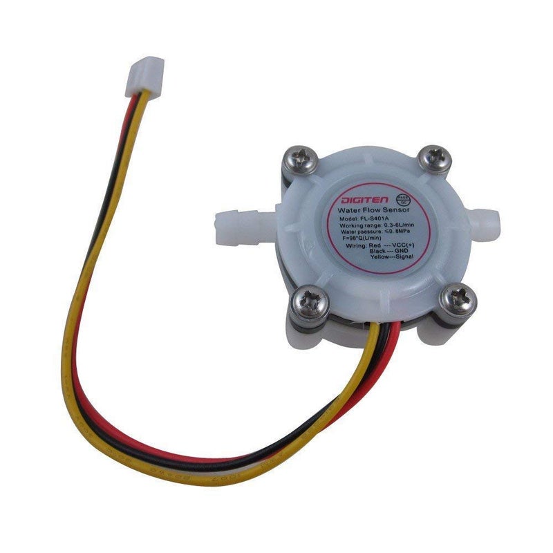 G1/4" Water Flow Sensor, Hall Effect Sensor Flow Meter Flowmeter Counter Connect Hose 0.3-6L/min - Arduino, Raspberry Pi, and Reverse Osmosis Filter Compatible